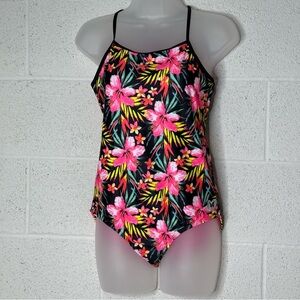 NWT Hurley One Piece Swimwear tropical print kids size 14/16 girls swimsuit